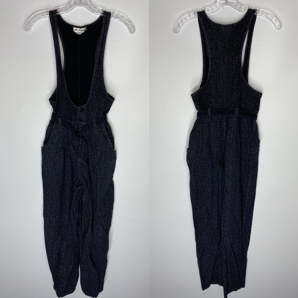 Vintage A. Byer Black Grey Jumper Overalls Size 9 - Picture 1 of 9